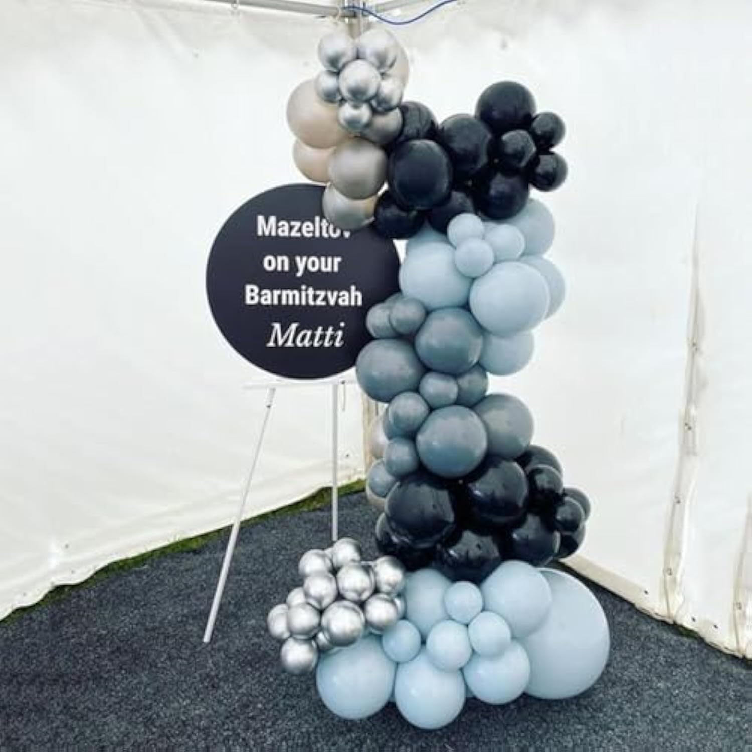 60pcs Dusty Blue & Black Balloons – Race Car Theme Latex Balloons for Boys' Party