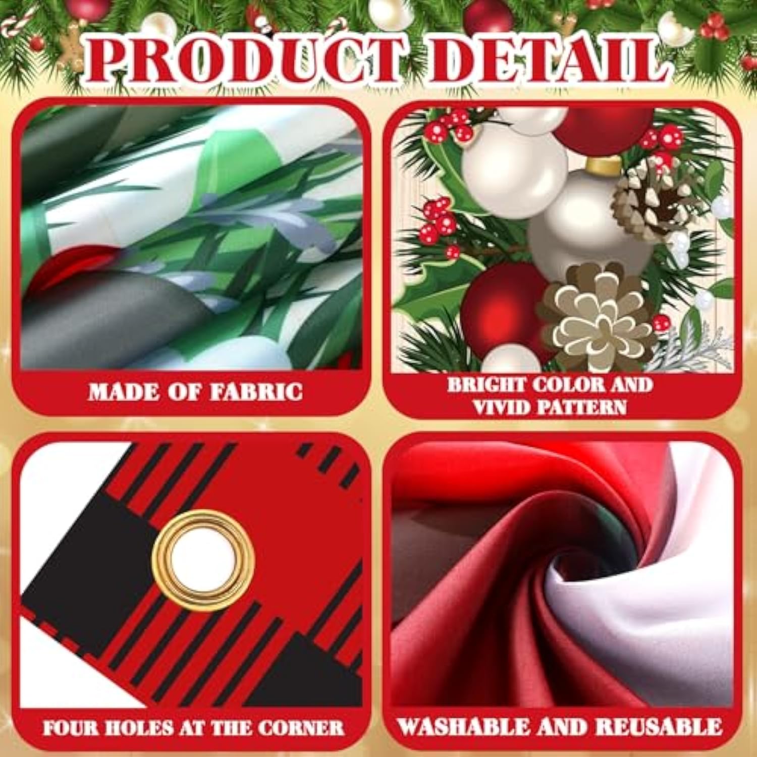 Christmas Door Cover Christmas Ball Door Decorations Xmas Photography Background Banner Porch Sign For Front Outdoor Winter Holiday Farmhouse Party Supplies 70.9 X 35.4''