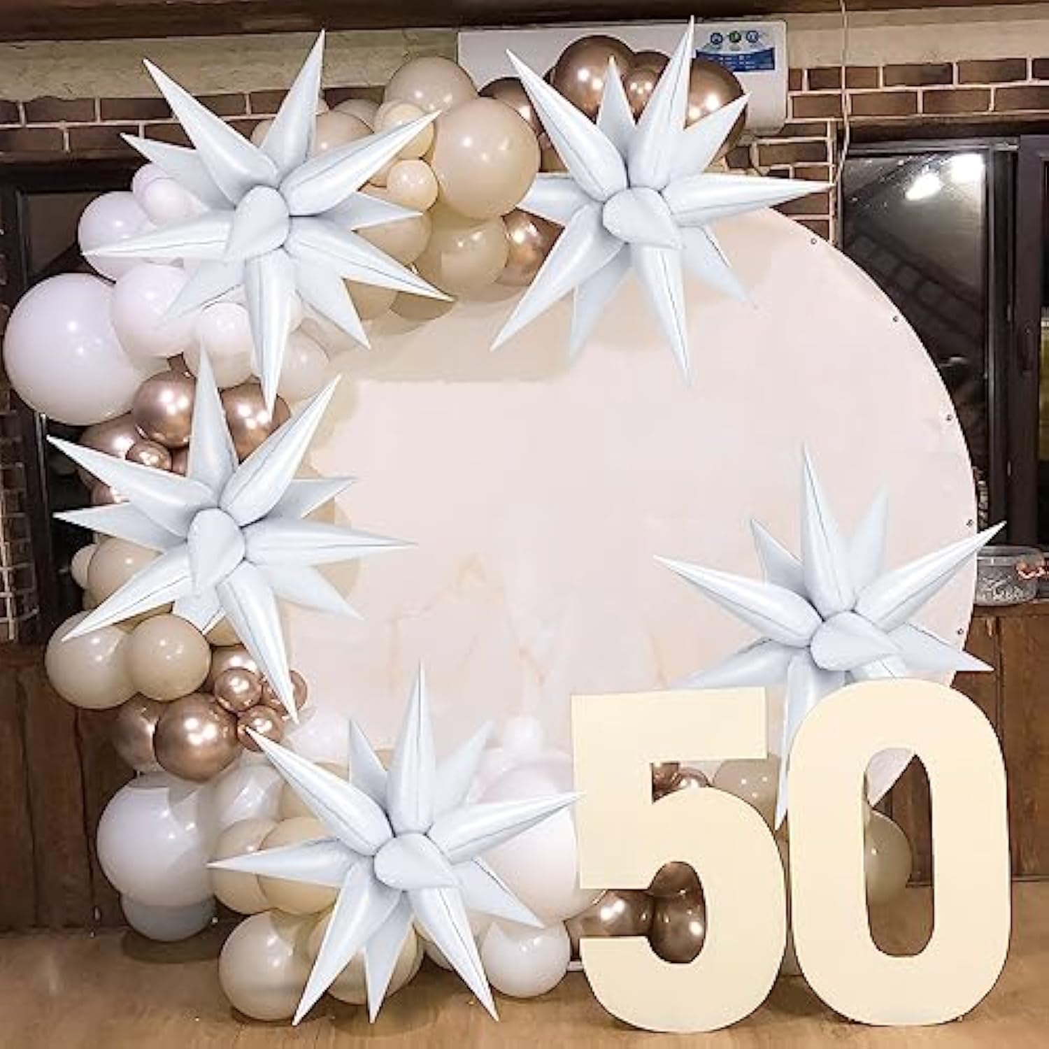 72 Pcs White Star Balloons – 26 Inch Large Metallic Spike Cone Foil Balloons, Explosion Star Design for Birthday, Wedding, Graduation, and Anniversary Party Decorations