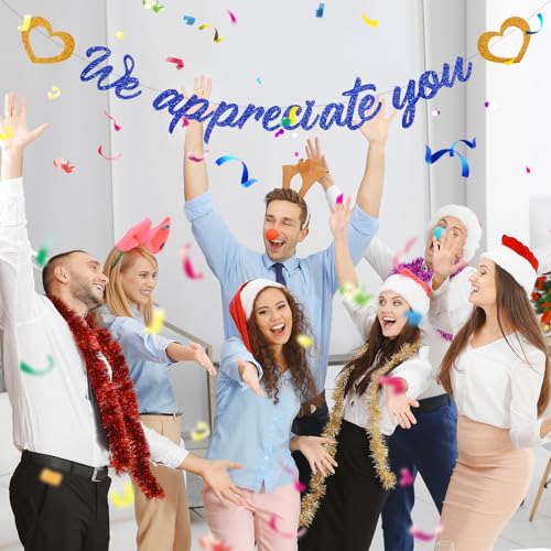 Pre Strung We Appreciate You Banner Thank You Decorations, Blue