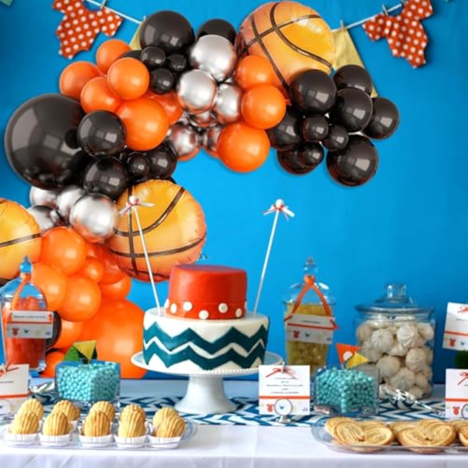 Basketball Balloons Garland Kit – Orange Black Silver Metallic Balloons With Basketball Foil Balloons For Sports Theme Birthday Party Decorations