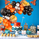 Basketball Balloons Garland Kit – Orange Black Silver Metallic Balloons With Basketball Foil Balloons For Sports Theme Birthday Party Decorations