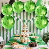 4Pcs Pixel Balloons – 18-Inch Green Pixel Aluminum Foil Balloons, Party Decorations for Boys and Girls Birthday Celebrations and Gaming-Themed Parties