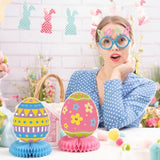 12 Pcs Happy Easter Honeycomb Centerpieces For Tables 3D Easter Rabbit Egg Bunny Centerpiece Table Decorations For Spring Holiday Birthday Photo Prop Party Supplies Tiered Tray Decor