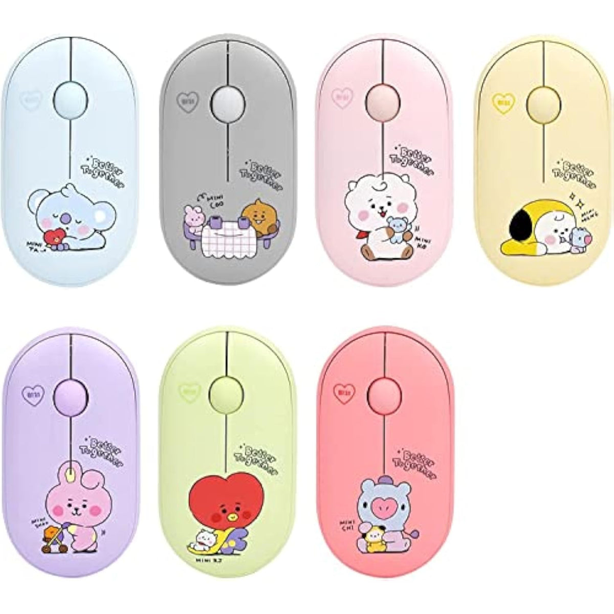 Bts Inspired Characters Multi Pairing Wireless Mouse, Little Buddy Baby Better Together Edition, All In Their Own Cute Style & Colors (Shooky)