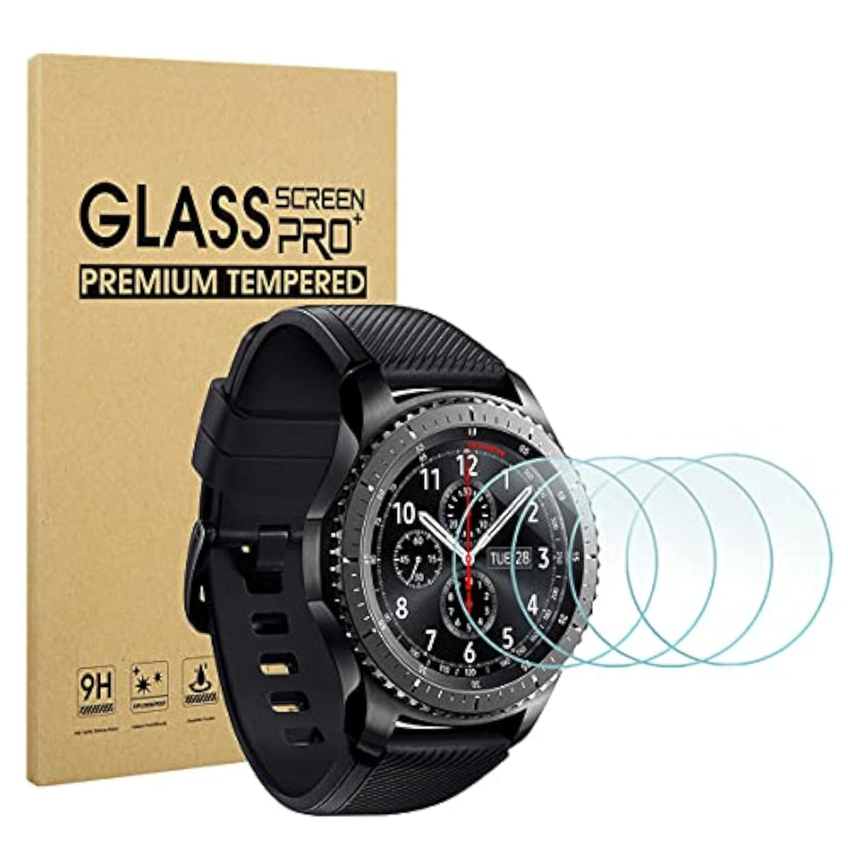 4-Pack For Samsung Gear S3 Frontier/Classic Screen Protector, 2.5D 9H Hardness Ultra-Thin Tempered Glass Screen Protective Film [Anti-Scratch]
