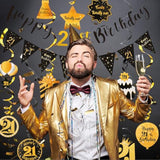Black & Gold 21st Birthday Decoration Kit for Men & Women