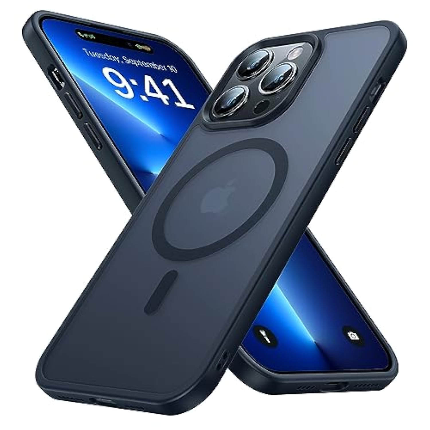 Magnetic For Iphone 14 Pro Case [Compatible With Magsafe] [Strong Magnetic] [10Ft Military Grade Protective] Translucent Matte Slim Case For Iphone 14 Pro Phone Case (6.1"), Black