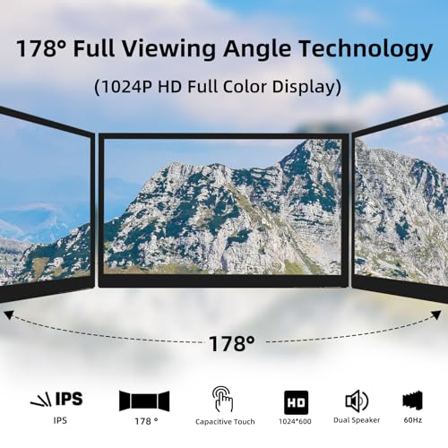 Raspberry Pi Screen, 10.1 Inch Touchscreen Monitor, Ips 1024×600, Dual Built-In Speakers, Hdmi Portable Monitor Compatible With Raspberry Pi 5/4/3/Zero,Driver Free