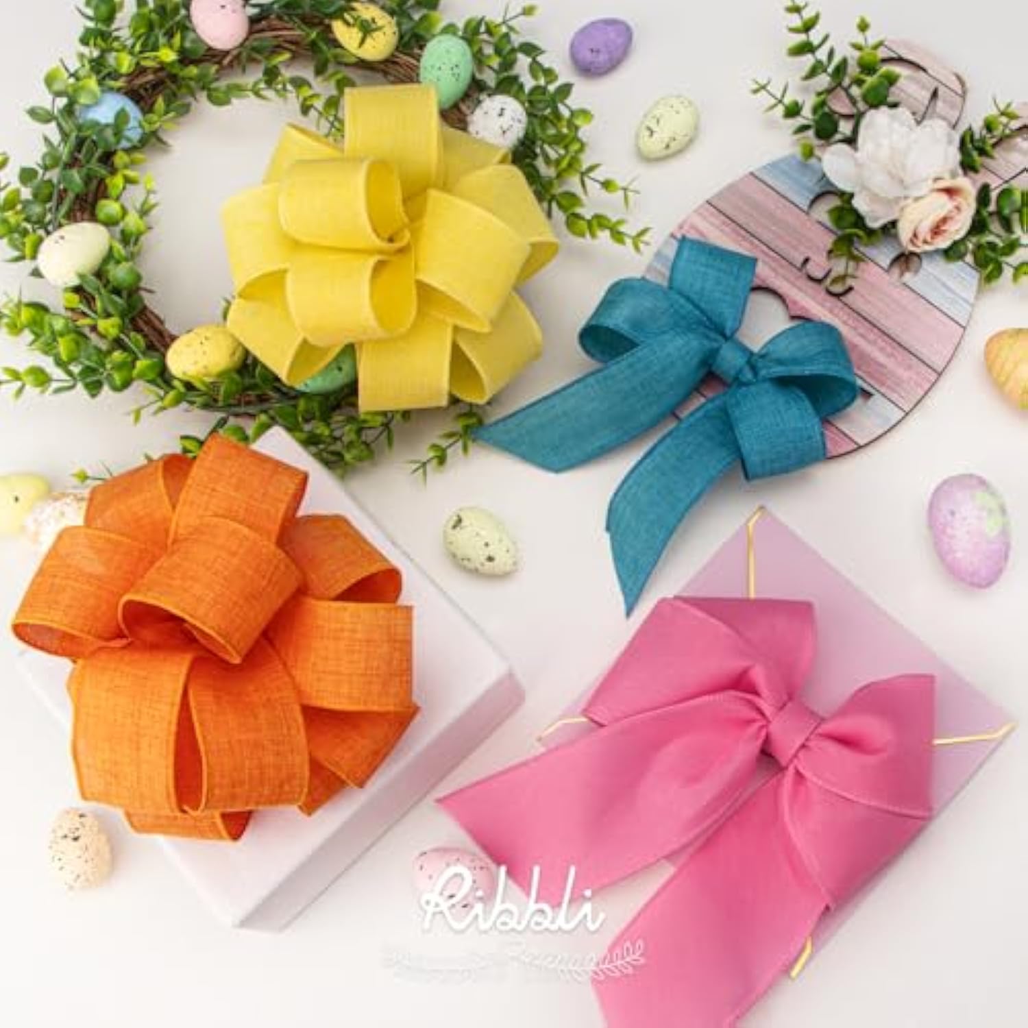 Pink Linen Wired Ribbon,1-1/2 Inch X Continuous 10 Yard, Pink Burlap W