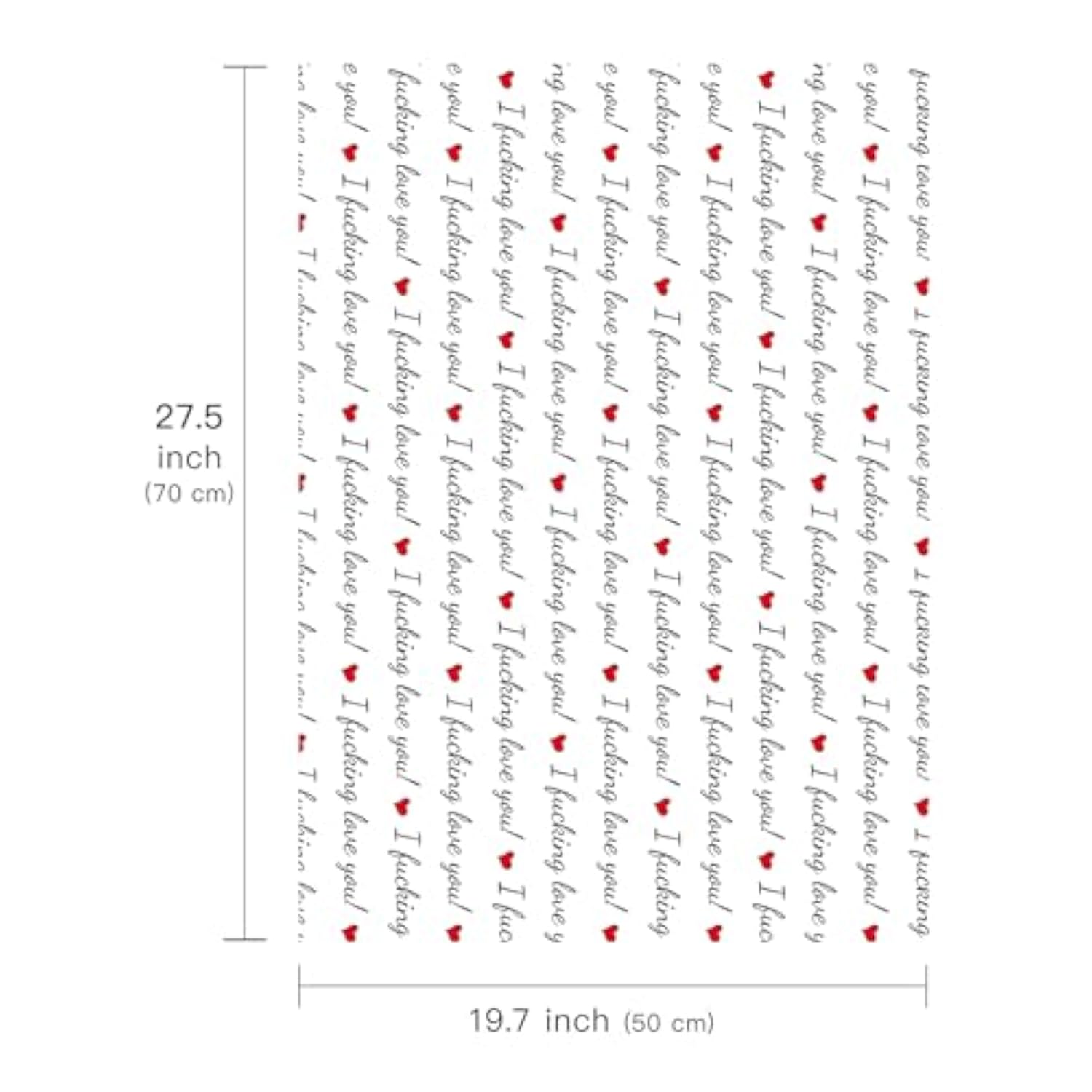 Funny Valentine'S Day Wrapping Paper Sheet - 6 Sheets I Fucking Love You Design Folded Flat For Wedding, Anniversary, Birthday, Party - 19.7 Inch X 27.5 Inch Per Sheet