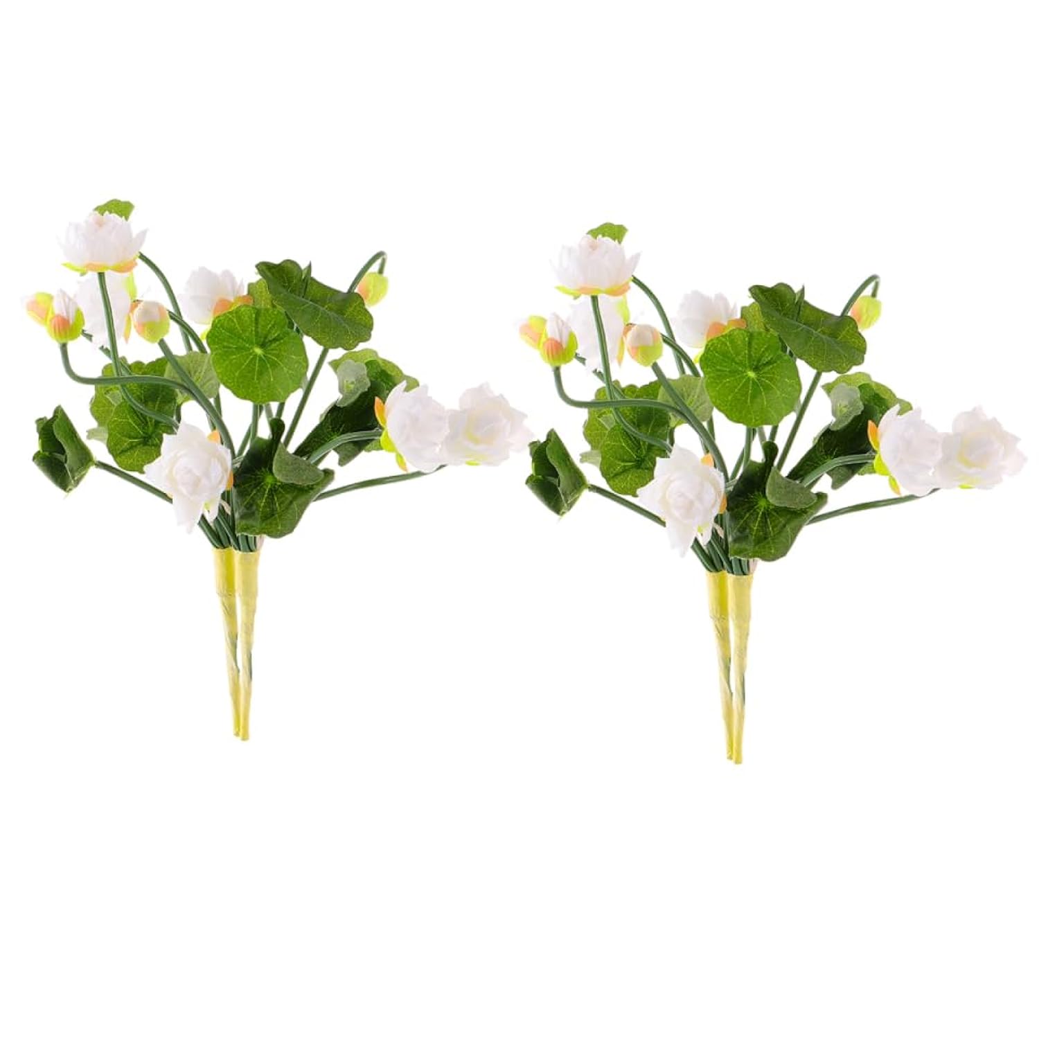2 Pcs Artificial Lotus Flower Stems Fake Lotus Bouquet Faux Flower Picks Floral Greenery Stems Arrangement For Spring Easter Wedding Party Decor