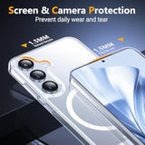 Magnetic For Samsung Galaxy S25 Case, [3 Stand Ways][ Grade Drop Protection] With Invisible Stand Shockproof Slim Case For Samsung Galaxy S25 6.2", Clear