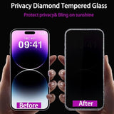 2Pcs Glitter Privacy Screen Protector Suit For Iphone 17 Promax/Iphone 16Promax, Anti-Spy Diamond Bling Shiny Sparkling Tempered Glass Suit For Iphone 17 Promax/Iphone 16 Promax 6.9Inch
