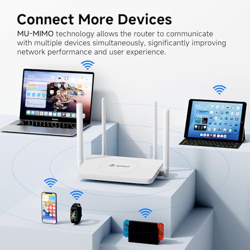 Ac1200 Wifi Router Dual Band Wireless Internet Router, Speed Up To 1.2 Gbps, 4 X 1000 Mbps Gigabit Ethernet Ports, Bridge/Repeater Mode, Guest Network, Ipv6, Easymesh, Parental Controls