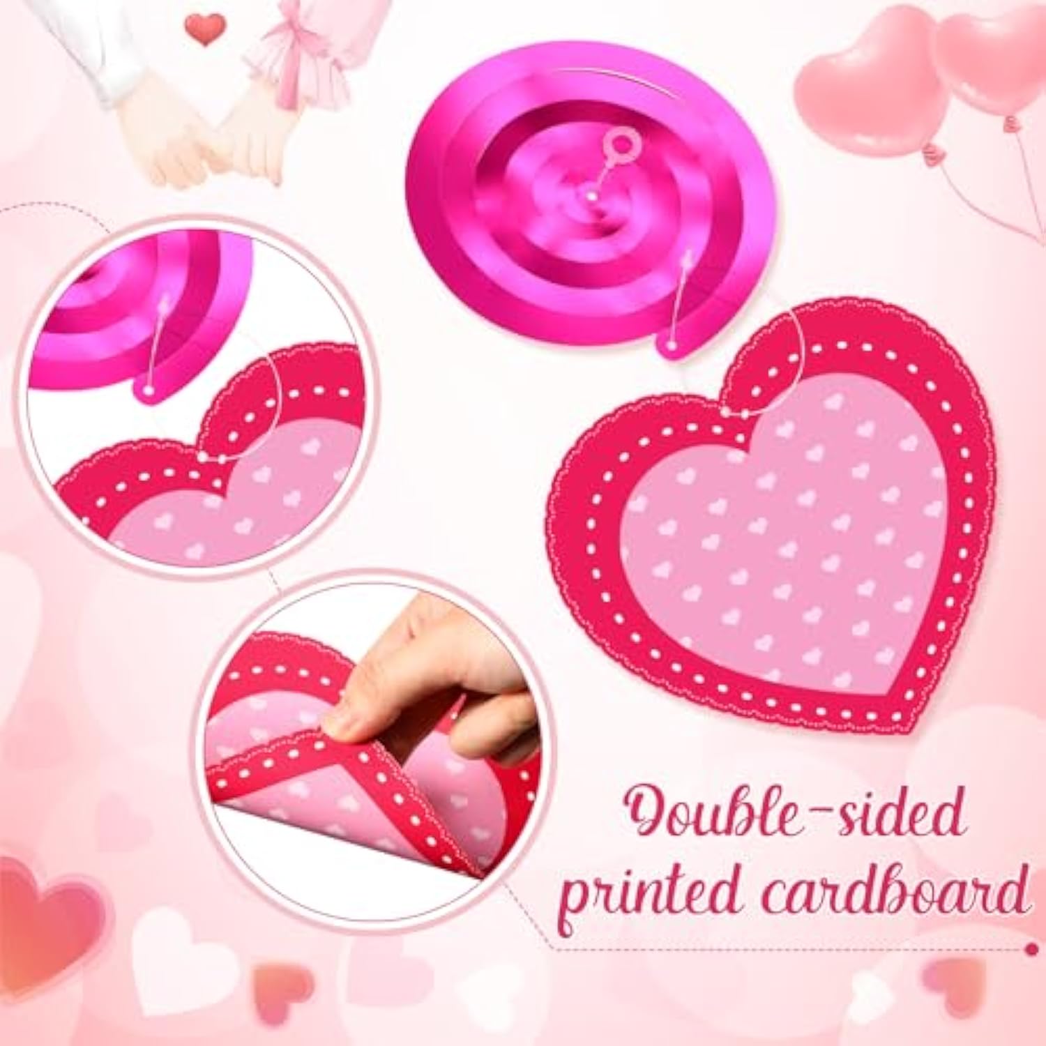 54 Pcs Valentine‘S Day Hanging Decorations Pink Red Hearts Hanging Swirls Valentines Love Cutouts Ceiling Streamers Decor Party Favors For Anniversary Wedding Engagement Birthday