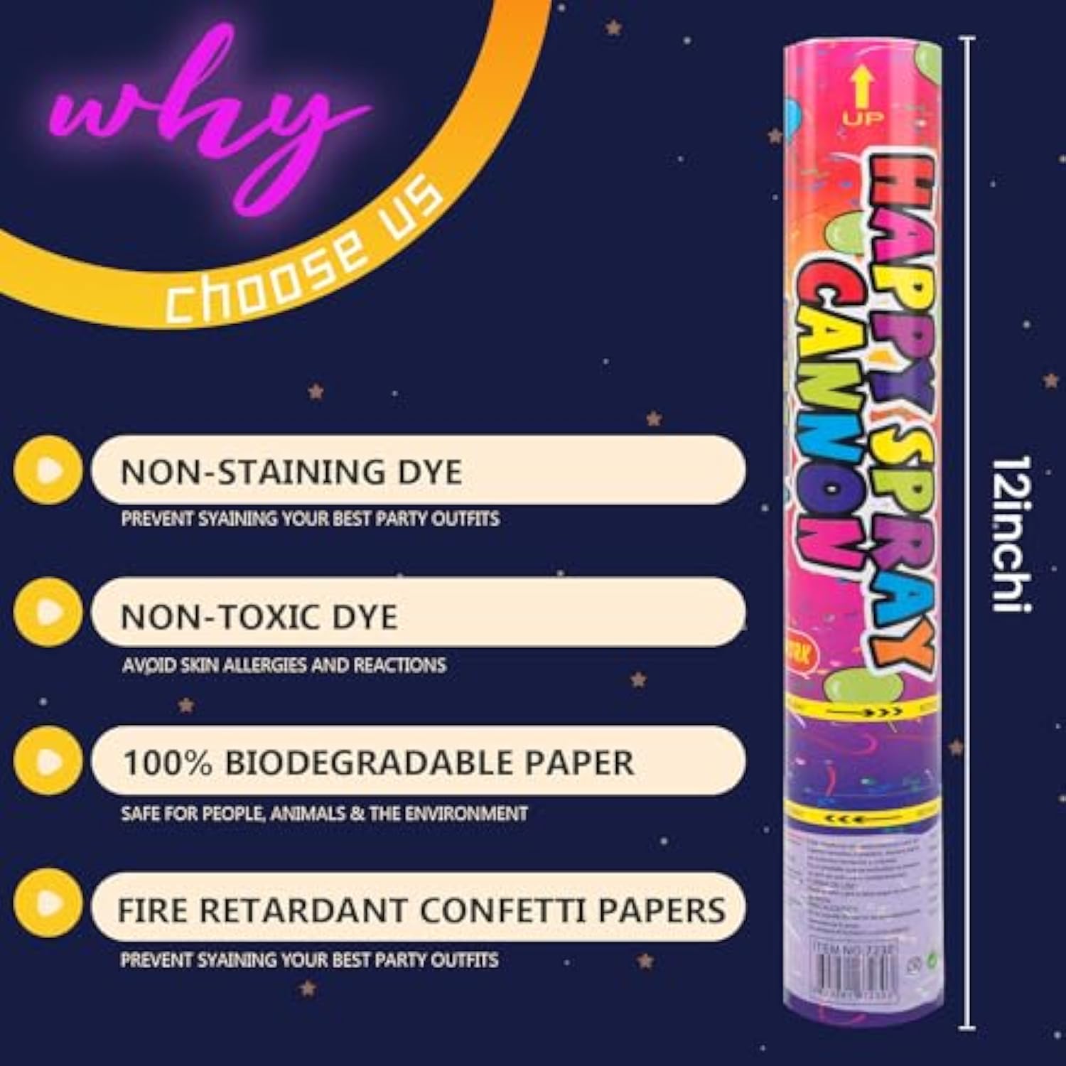 Confetti Cannon 12 Pack Confetti Poppers Biodegradable Multicolor 12 Inch Party Poppers For Celebration Biodegradable Confetti Shooter Cannon Bulk For Birthday Graduation Wedding Christmas Newyear