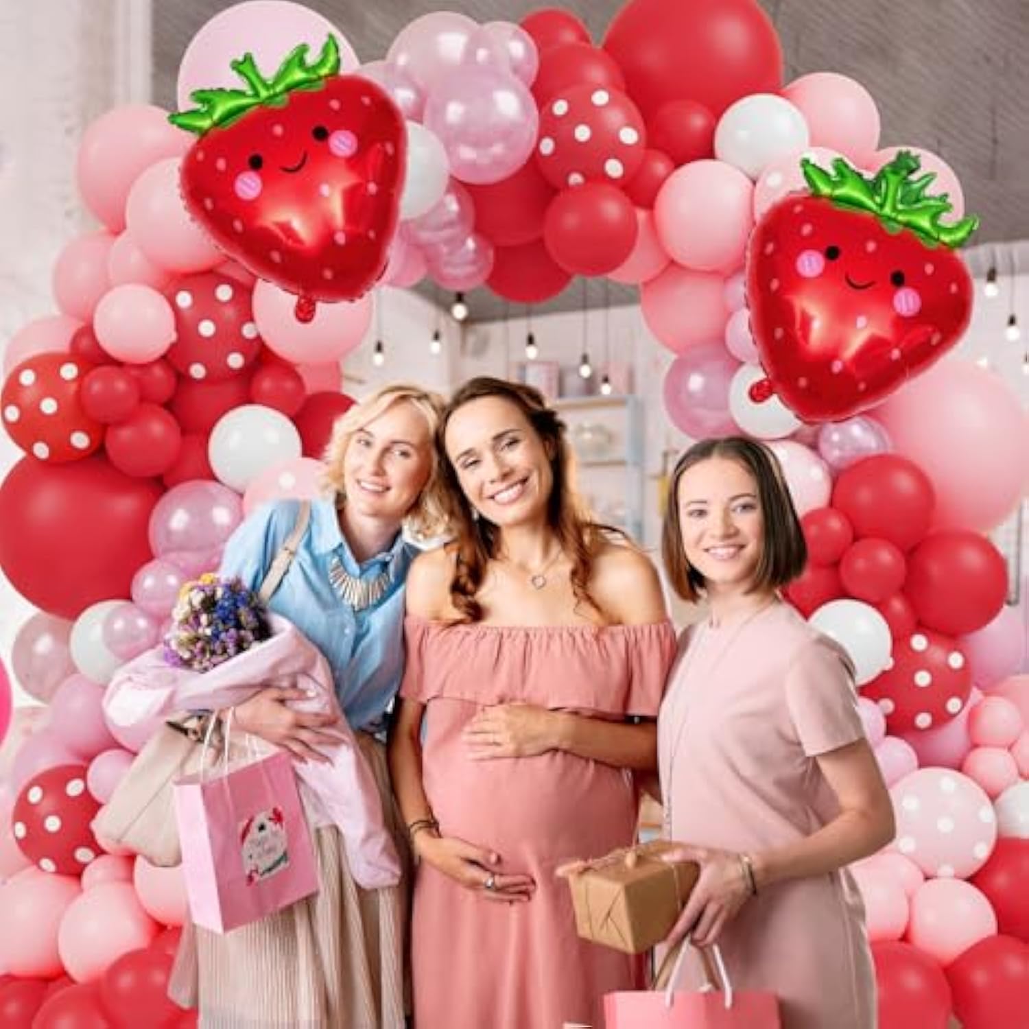 171pcs Strawberry Balloon Arch Kit - Red Pink Decor for Baby Shower & Birthday