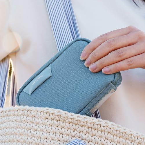 Folio Mini Small Tech Gear Pouch With Label Identification For Daily Travel, Gym, Work Organizer For Cables Chargers, Electronic Accessories (Arctic Blue)