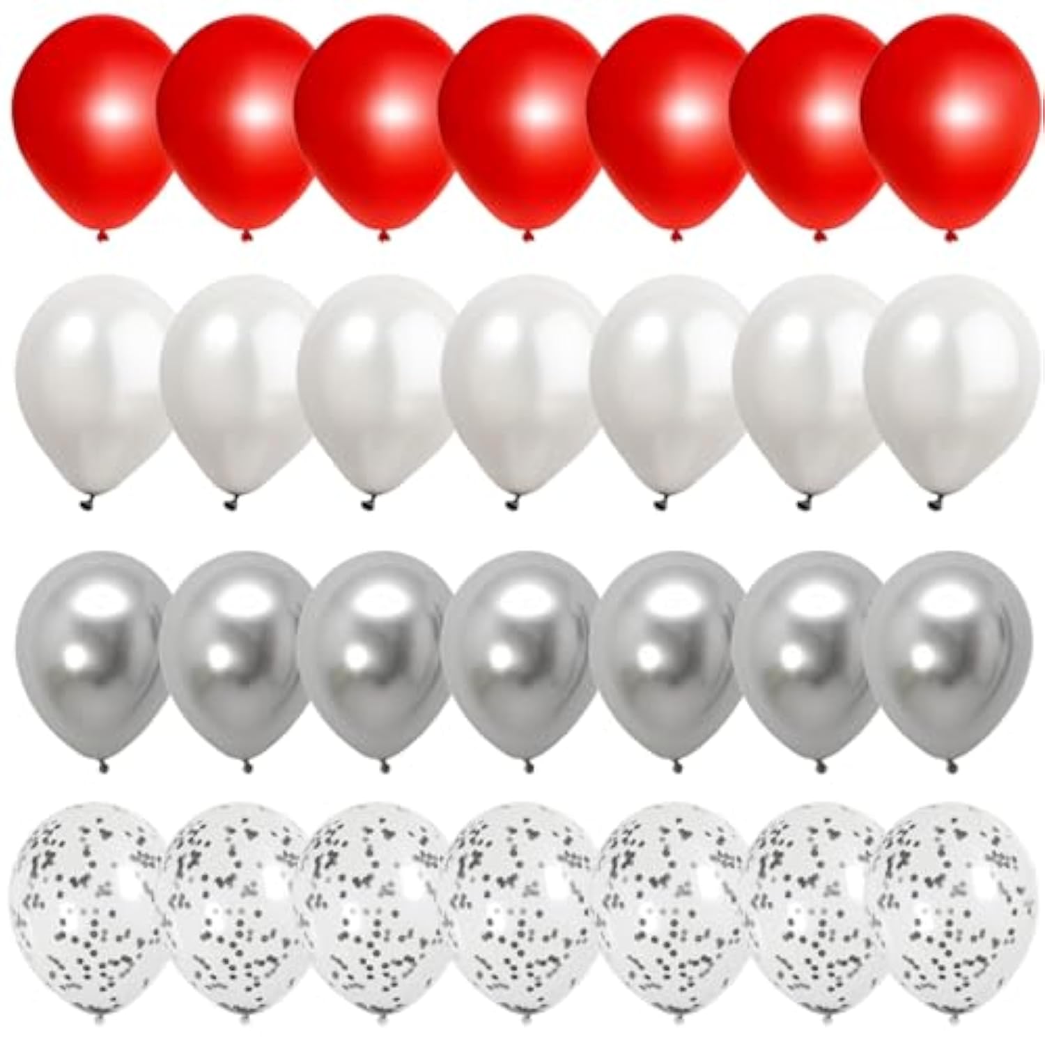 Red And Silver Balloons, 55Pcs Red White Silver Balloon, Red Confetti Balloons For Wedding Birthday Baby Shower Retirement Valentines Party Decoration