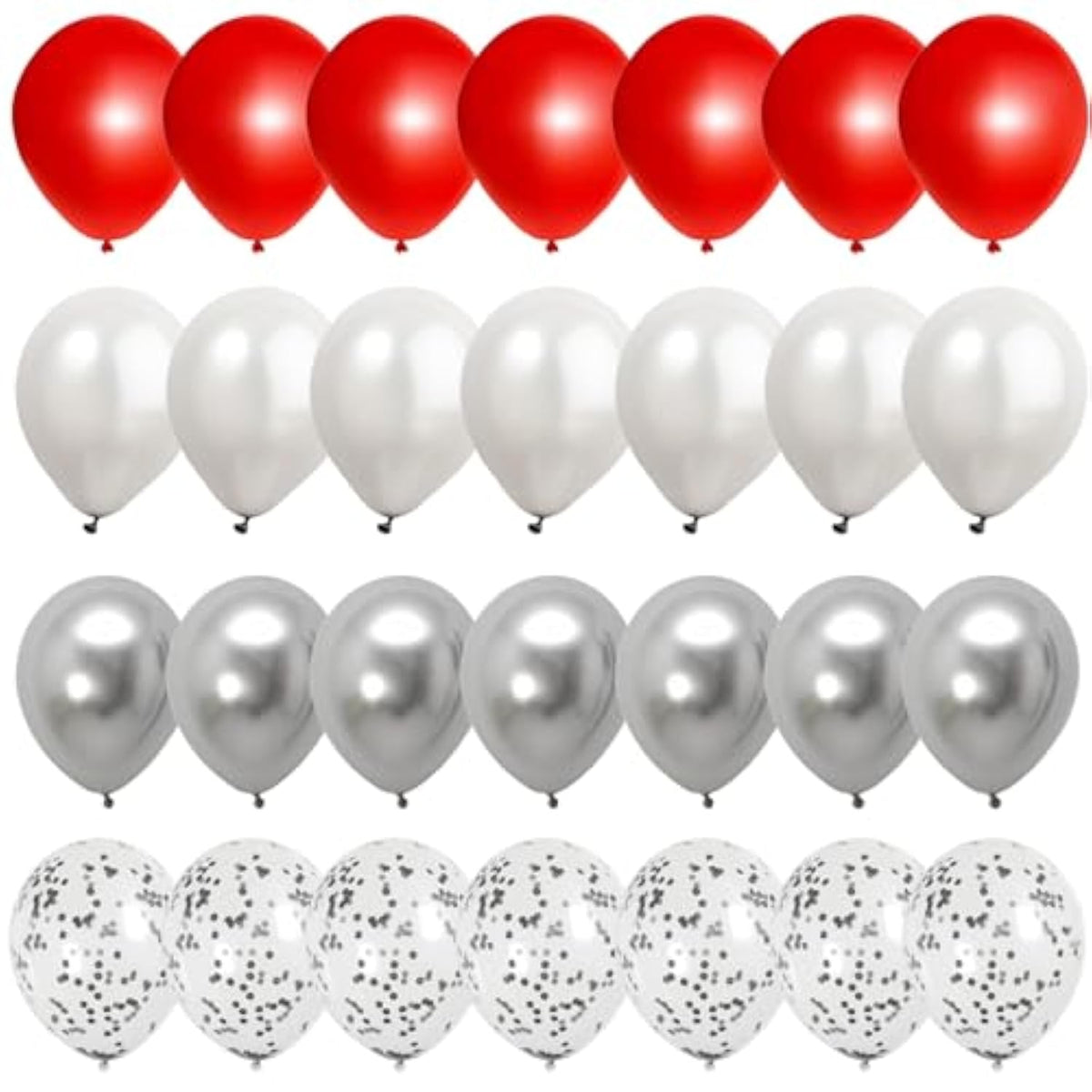 Red And Silver Balloons, 55Pcs Red White Silver Balloon, Red Confetti Balloons For Wedding Birthday Baby Shower Retirement Valentines Party Decoration