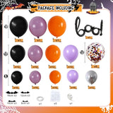 118Pc Halloween Balloon Arch Kit – Purple Orange Black Silver with Boo & Bat
