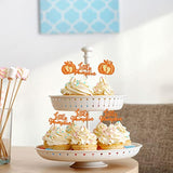 24Pc Little Pumpkin Cupcake Toppers - Glitter Pumpkin Cupcake Picks - Baby Shower Decorations - Fall Harvest Theme - Kids Birthday Party Supplies
