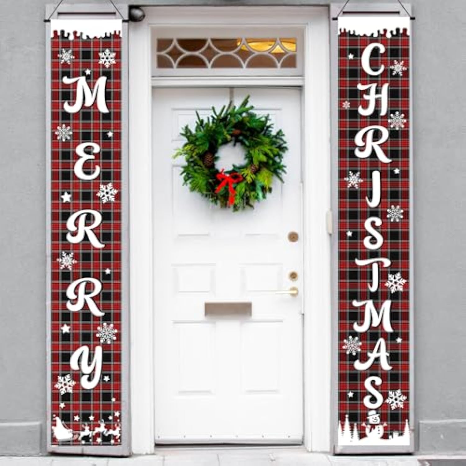 2 Pcs Merry Christmas Door Banners, Merry Christmas Hanging Couplet Merry Christmas Porch Sign Merry Christmas Decoration For Home Yard Door Christmas Decoration