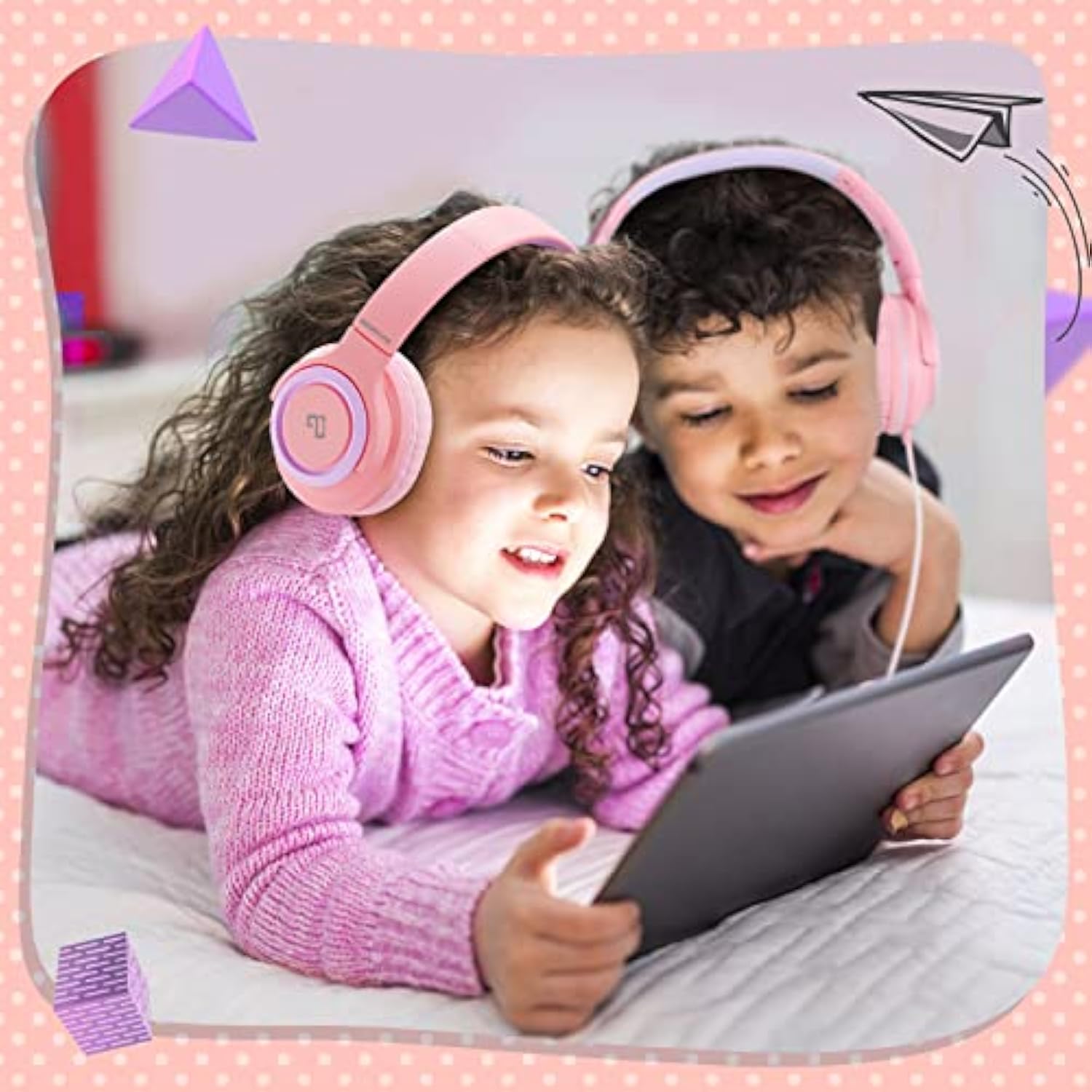 Kids Headphones With Microphone For Children Boys Girls, Volume Limit 94Db, On
