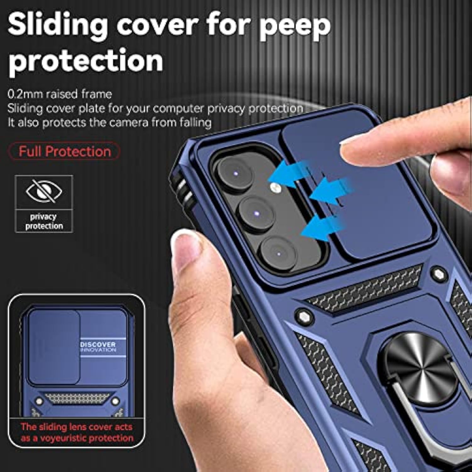 For Galaxy A54 5G Case, With Screen Protectors And Camera Cover,[Military Grade] 16Ft.Drop Tested Cover With Magnetic Kickstand Protective Case For Samsung A54 5G, Blue