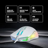 Rampage Spear V2 White Wired Gaming Mouse With Rgb Lighting – 12800 Dpi, 7 Programmable Buttons, Lightweight Ergonomic Gaming Mouse For Pc/Mac/Laptop Gamers