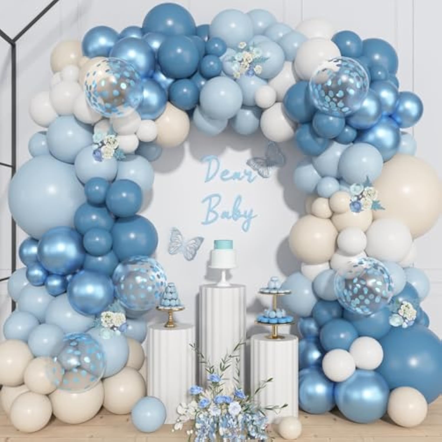 157pcs Dusty Blue Balloon Garland Kit for Baby Shower, Wedding & Birthday Decor