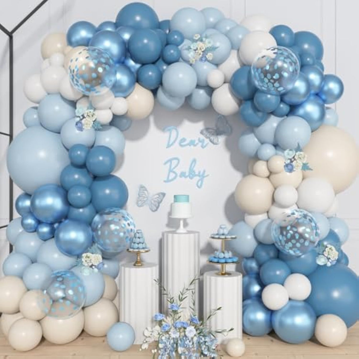 157pcs Dusty Blue Balloon Garland Kit for Baby Shower, Wedding & Birthday Decor