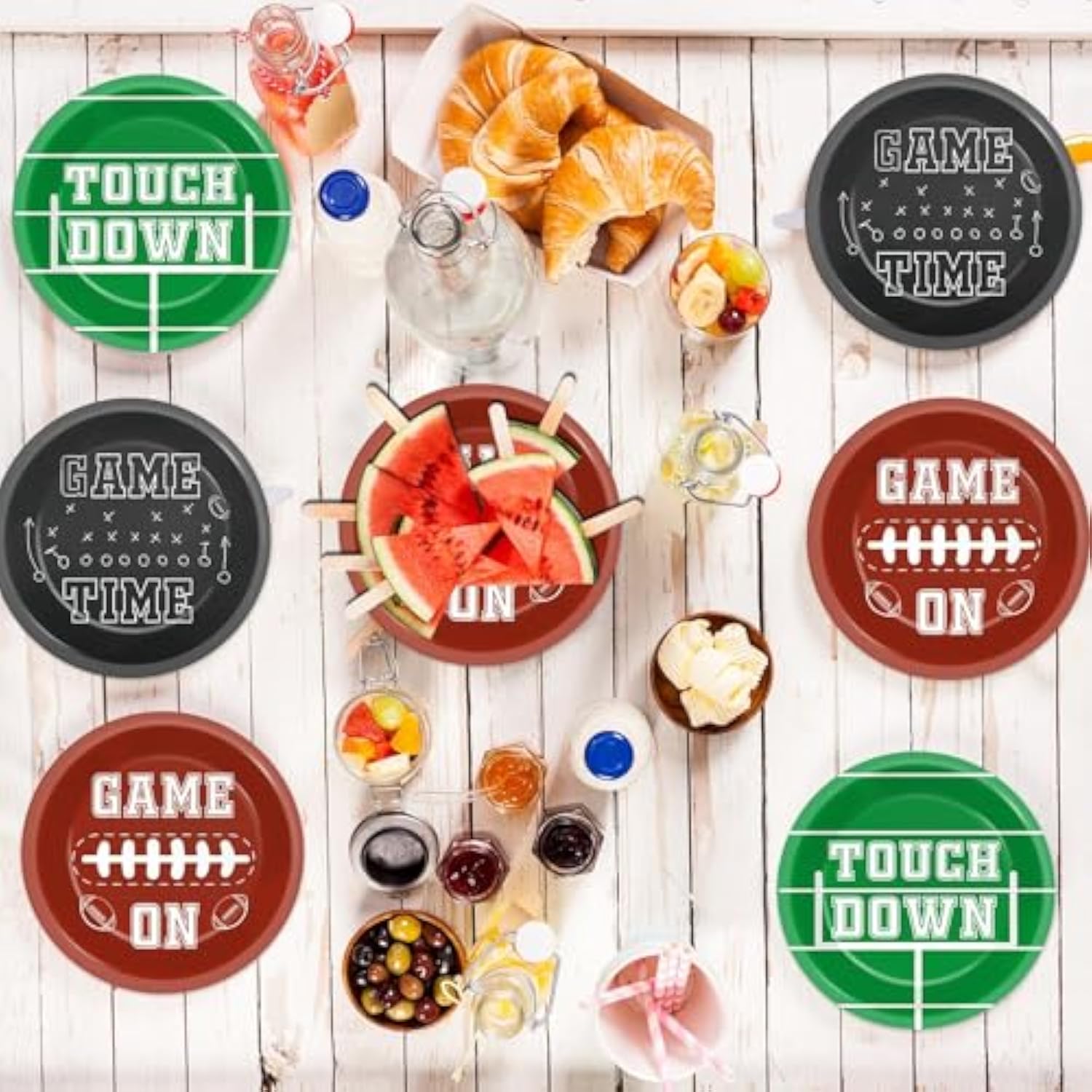48 Pcs Football Party Supplies Football Plates Footballs Themed Birthday Tableware Set Sports Party Decorations For 2025 Sport Game Favors Touchdown Dinner Plate Dessert Plates