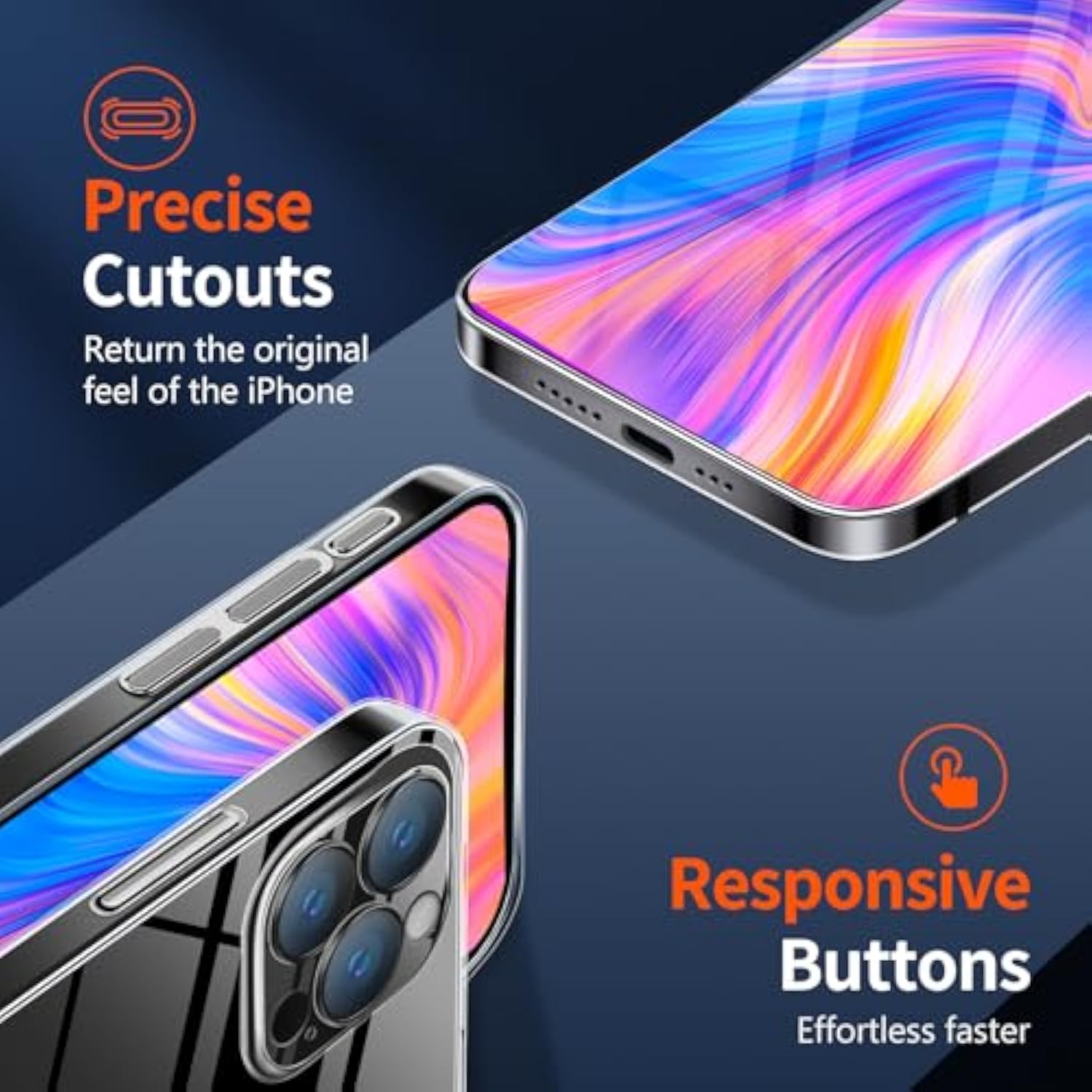 For Iphone 16 Pro Max Slim Case,Paper-Thin Transparent Finish Skin Back Case [Non Yellowing] Ultra Protective Cover With Camera Protection 6.9 Inch (Clear)