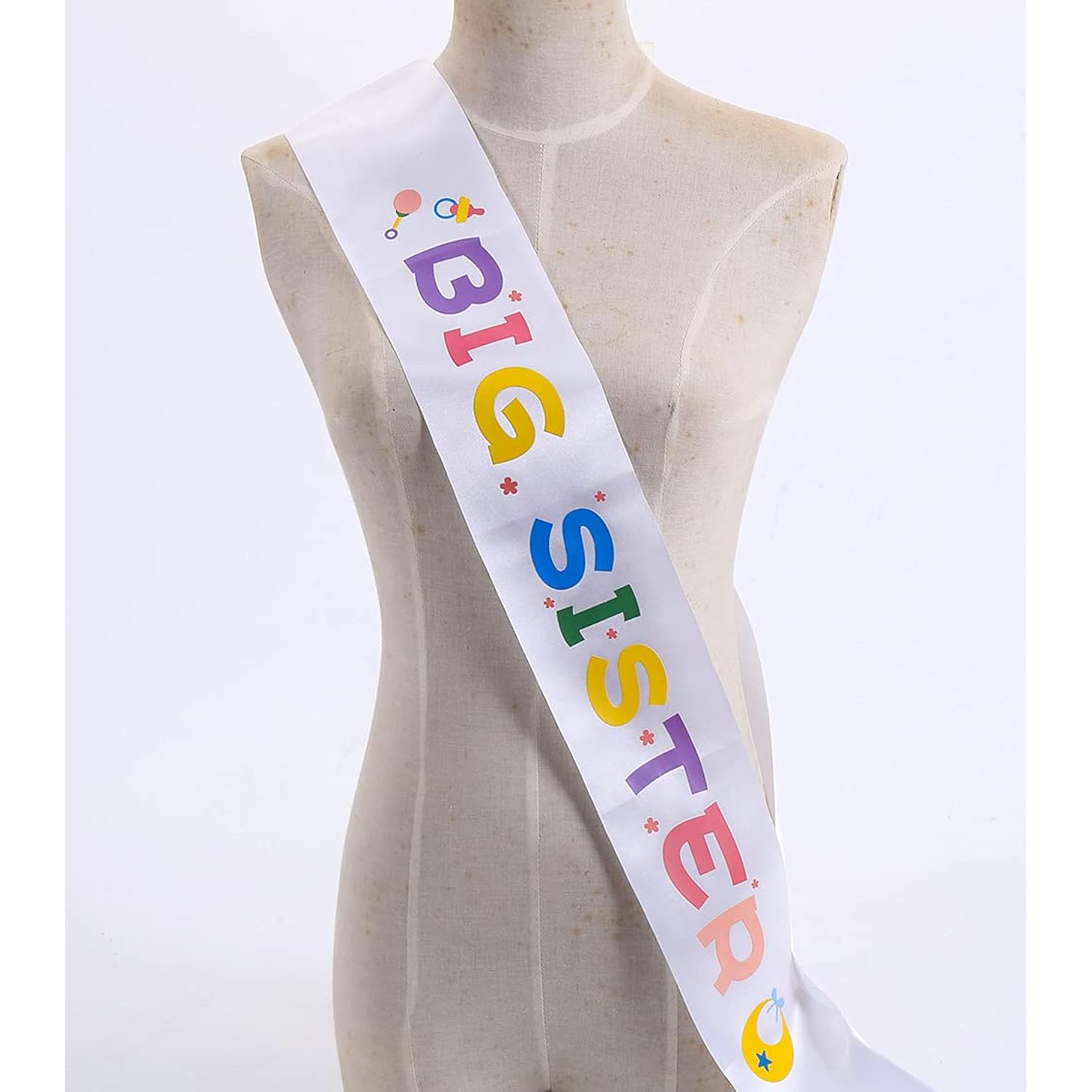 Big Sister Sash White Stain Baby Shower Sash For Baby Shower Big Sister To Be Party Decorations