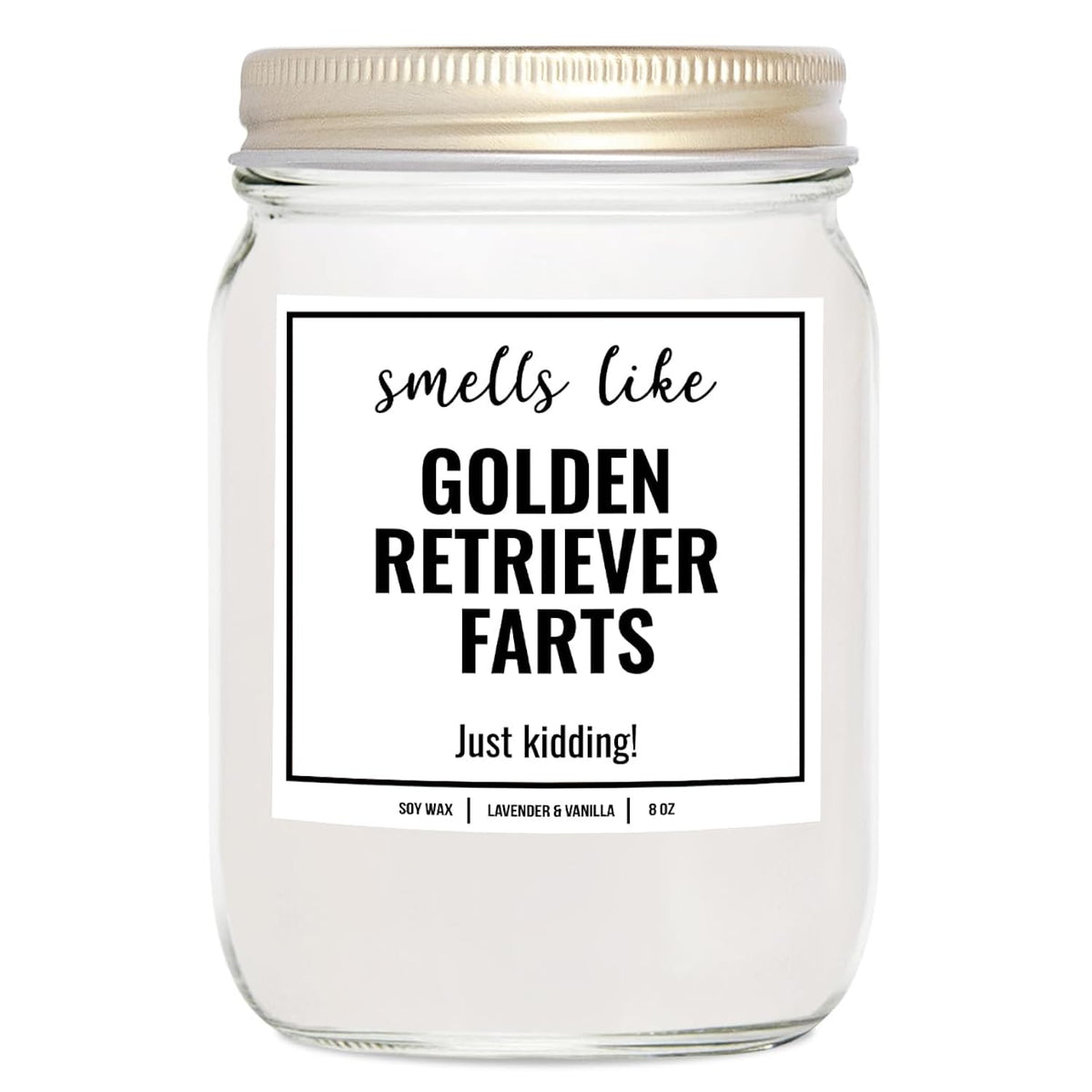 You Nique Designs Smells Like Golden Retriever Farts 8Oz Soy Candle - Dog Farts Candle Gifts For Golden Retriever Lovers - Funny Gifts For Women, Men, Dog Lovers (Lavender & Vanilla)