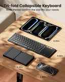 Foldable Keyboard With Touchpad, Xk01 Tp Folding Portable Keyboard, Full Size Keys, Large Trackpad Bluetooth Travel Keyboards For Laptop Pc Tablet - Black