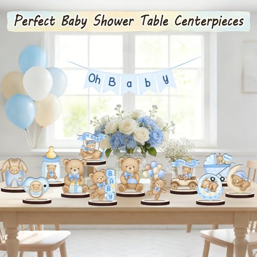 Baby Shower Centerpieces for Tables, Bear Table Decorations 12 Pcs