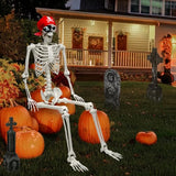 5.5 FT Skeleton Halloween Decorations, Posable Full Body Life-Size Skeleton Prop with Movable Joints for Halloween Decorations Haunted House Outdoor Yard Prop