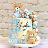 Baby Shower Cake Topper For Boy Bear Theme We Can Barely Wait Decorations Adorable Baby Boy Shower Cake Decorations With Bear Topper For Gender Reveal Newborn Celebration