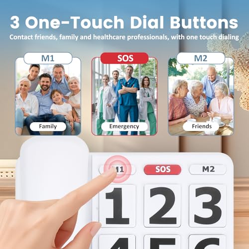 Large Button Phones For Seniors, Land Line Phones For Elderly - Big Button Home Telephone For The Visually Impaired, 110Db+ Amplified Ringer & 80Db+ Handset Volume For The Hearing Impaired House Phone