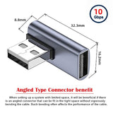 10Gbps Usb3.0 Male To Female Extension Power Data Video Adapter Low Profile 90