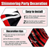6-Pack Black Red Foil Fringe Curtains 3.28x8.2 ft for Party and Photo Booth Decor