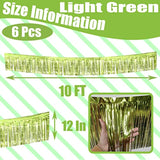 6 Pack 10 Feet Foil Fringe Garland Metallic Tinsel Streamers Banner Wall Hanging Backdrop Banner For Parade Floats, Thanksgiving, Christmas, Birthday, Halloween Party Decorations(Light Green)