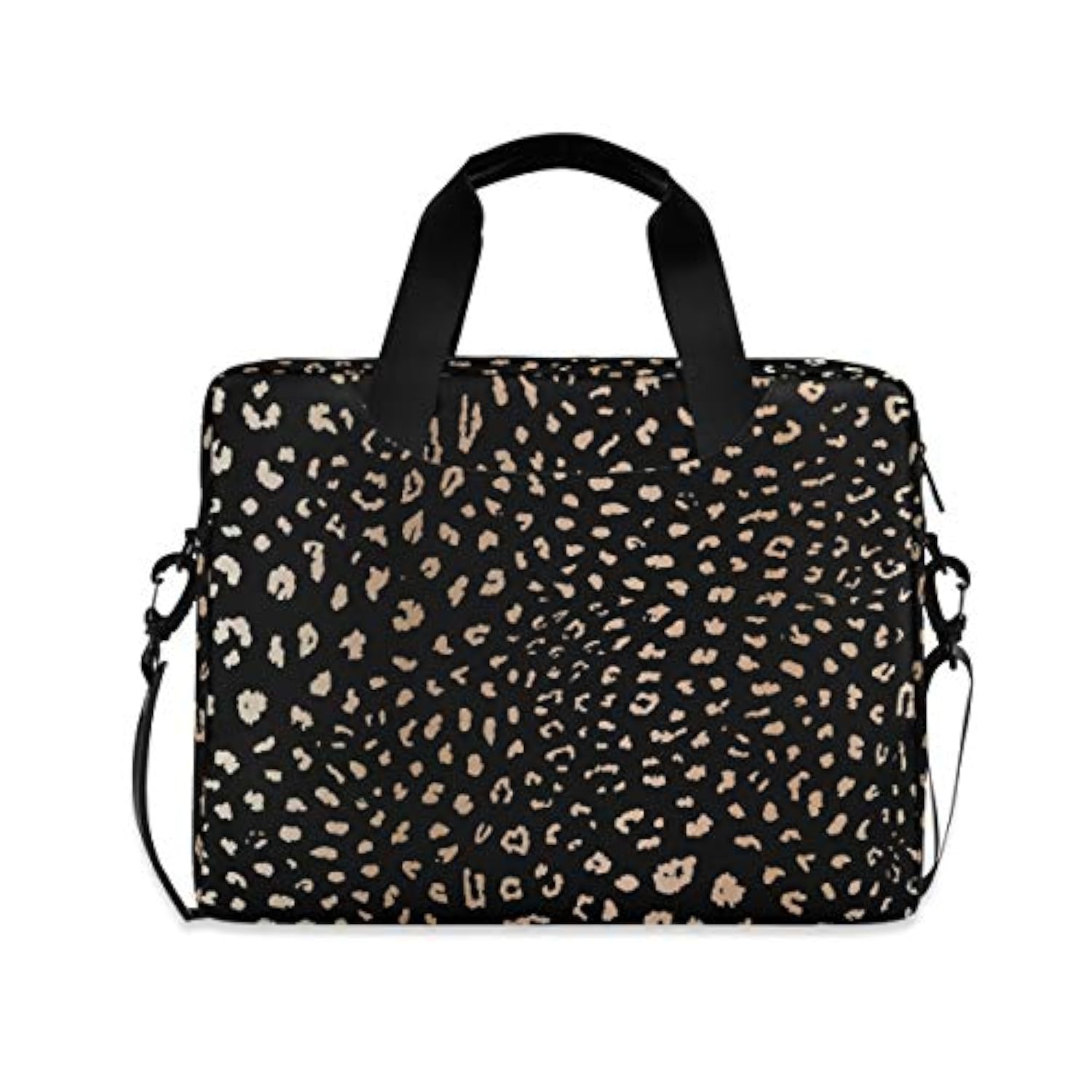 Realistic Leopard Cheetah Print Animal Laptop Case Bag Sleeve Portable Crossbody Messenger Briefcase W/Strap Handle, 13 14 15.6 Inch