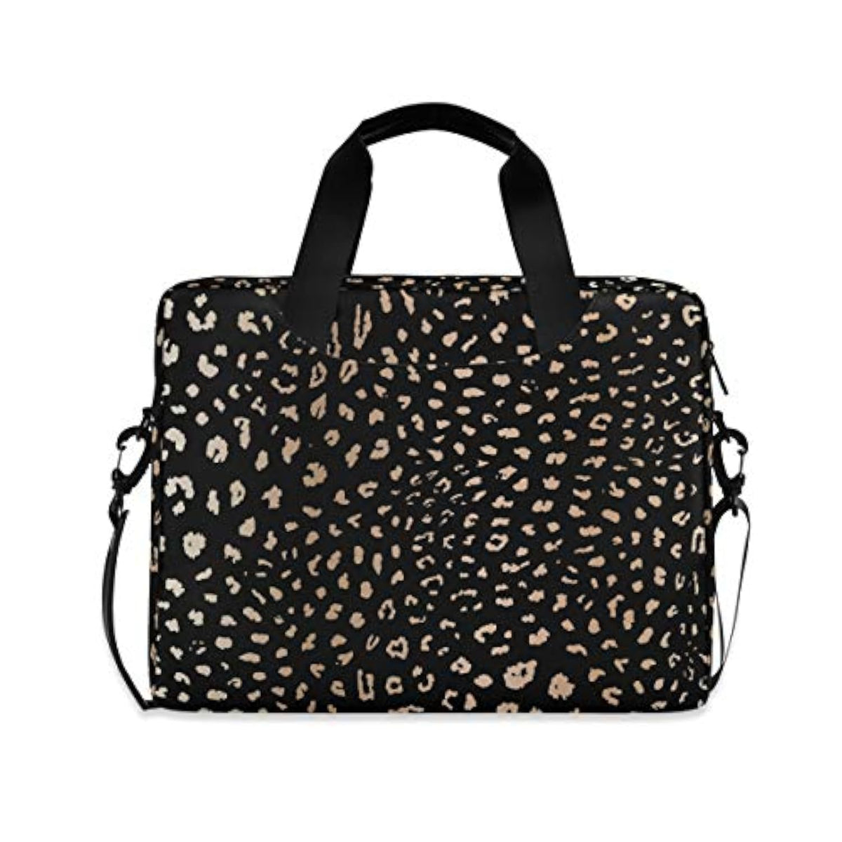 Realistic Leopard Cheetah Print Animal Laptop Case Bag Sleeve Portable Crossbody Messenger Briefcase W/Strap Handle, 13 14 15.6 Inch