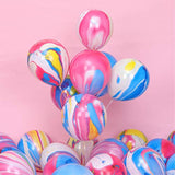 100PCS 12" Tie-Dye Marble Balloons – Swirl Latex Decor for Birthday, Candyland & Hippie Party