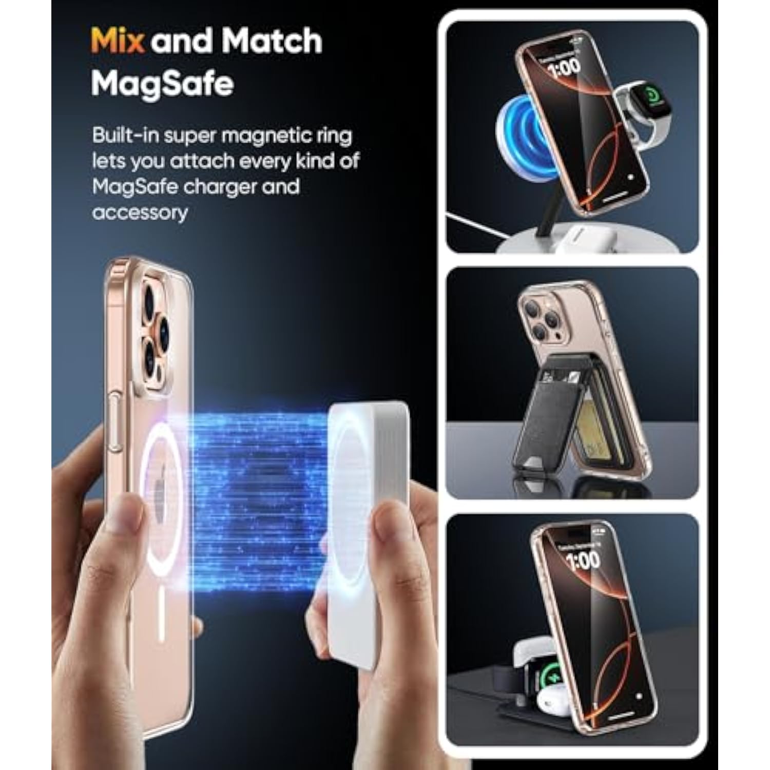 For Iphone 16 Pro Max Case With Magsafe [Ultra Strong Magnetic] [12Ft Military Drop Protection] [Shockproof Bumper] Slim Thin Mag Safe Promax Phone Cover For Apple 16Pro Max (Clear/Magnet)