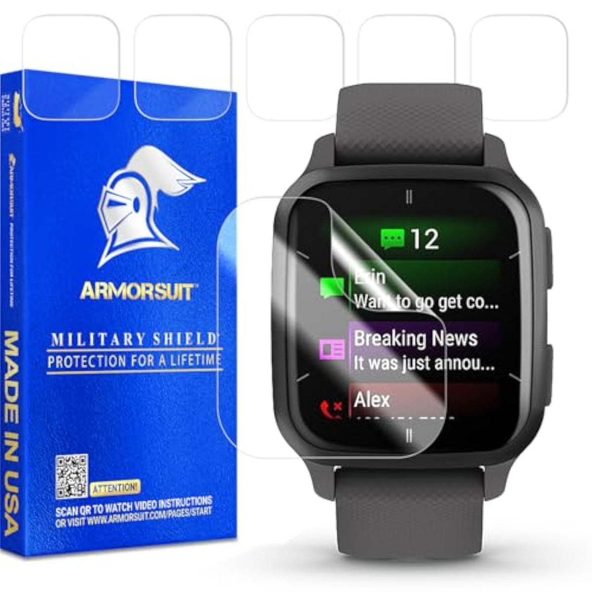 ArmorSuit 6 Pack for Garmin Venu Sq 2 Screen Protector MilitaryShield HD Clear Film - Made in USA